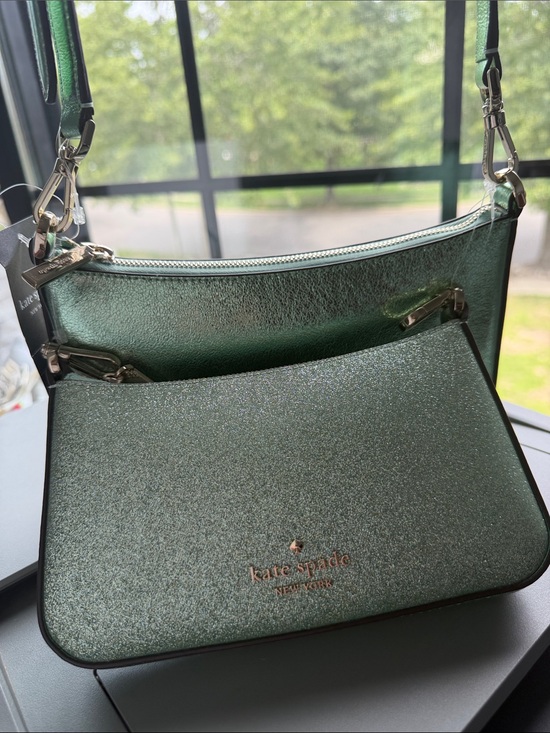 kate spade Handbags - Kate Spade Sea Water Crossbody Duo Metallic Emerald Green and Glitter bags